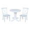 International Concepts 30 in. Solid Wood Round Top Pedestal Dining Table with 2 Chairs, White K08-30RT-23B-C613-2 - alternate 1